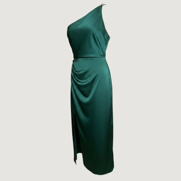 Azazie‎ One Shoulder Emerald Green Formal Gown Bridesmaid Dress Size C - Image 8