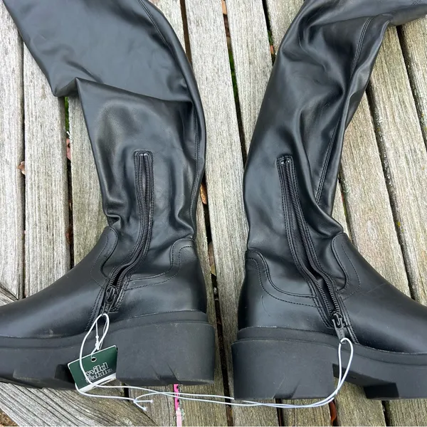 Wild Fable Nwt Women's Round Toe Lug Sole Chunky Over Knee High Platform Boots size 6 black - Image 6