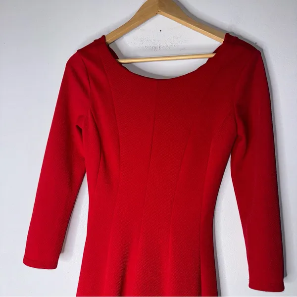 Anthropologie Sundays in Brooklyn XS Red Dress Scalloped Fit N Flare‎ Cocktail - Image 5