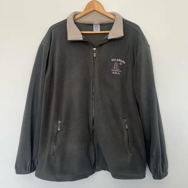 Vintage Delaware USA Green Fleece Zip-up Jacket - Image 2