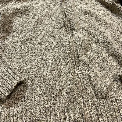 Tan Beige Marled Full Zip Up Knit Sweater Jacket XSmall EUC - Image 2