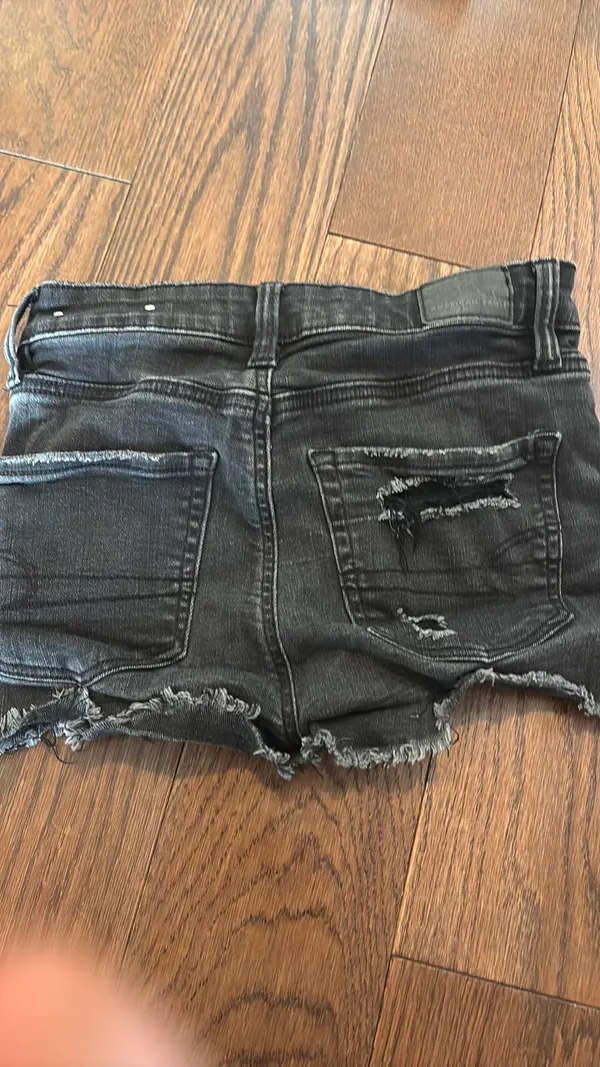 American Eagle Outfitters Jean Shorts Black Ripped - Image 2