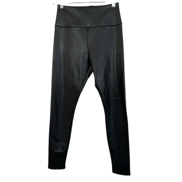 HOLLISTER faux leather fleece lined Pant leggings black Small - Image 2