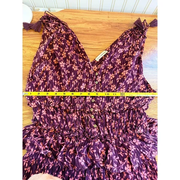 Ulla Johnson Noelle Floral Silk Blend Mini Dress Burgundy Ruffle Tassel 4 - Image 12