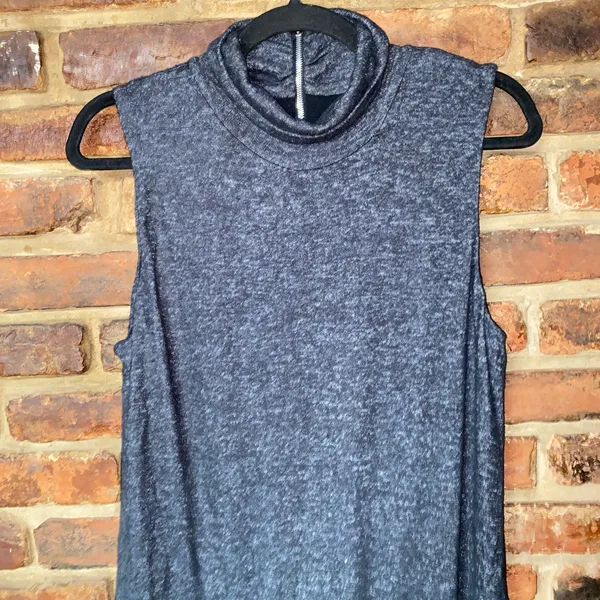 Philosophy Grey Space Dye Sleeveless Turtleneck Mini Dress Women's Size Large - Image 2