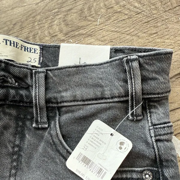 Free People We The Free Jeans Sz 25 Black‎ Faded Low Maintenance Mid Rise Crop Boot Cut Boho - Image 5
