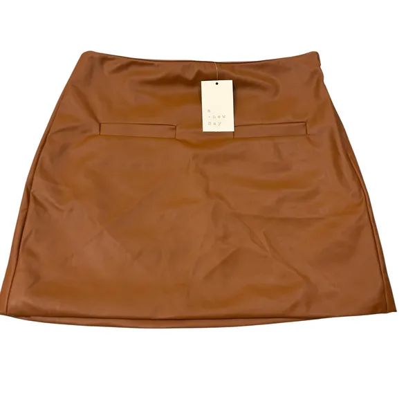 New‎ A New Day Faux Leather Mini Skirt Womens 6 Brown High Waist Casual Party - Image 2