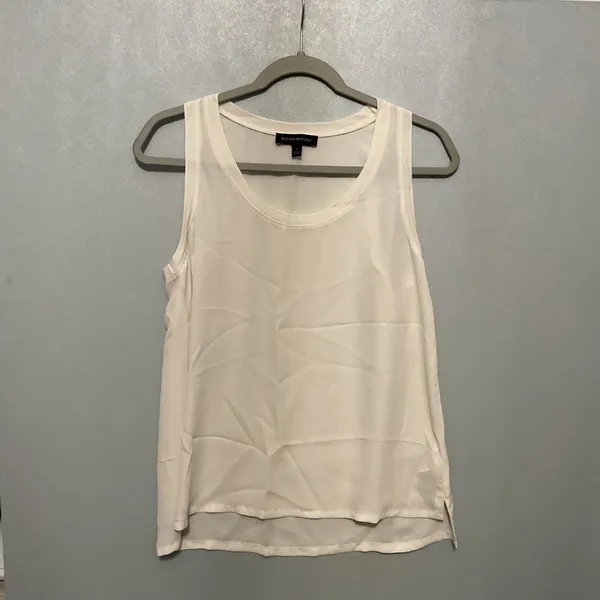 Banana Republic Womens Tank Top Layered Hem Scoop Neck White Small - Image 2