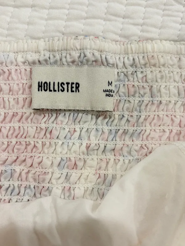 Hollister Strapless Babydoll top - White & Light Pink Floral - Image 3