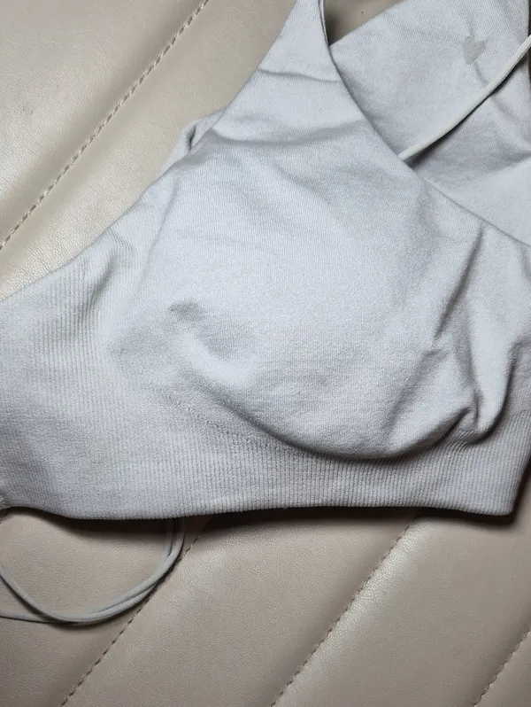 Women's Grey Strappy Bralette Top Small Medium Stretchy Open Back Sports Bra - Image 4