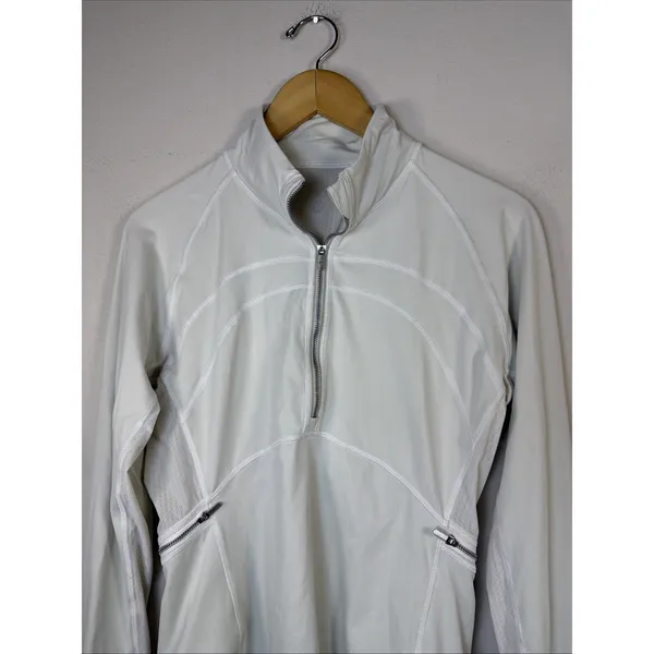 lululemon 1/2 zip front of pack 10 womens off-white athleisure pullover jacket - Image 2