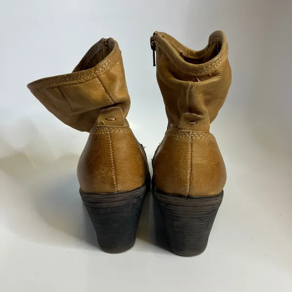 Montana artisan crafted tan leather ankle‎ boots western cowboy womens size 10 - Image 7