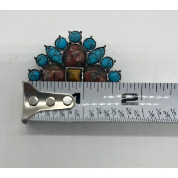 Faux‎ Turquoise & Sunstone Brooch Pin - Image 4