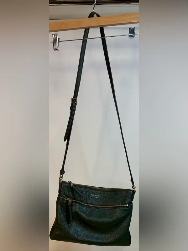 kate spa Kate Spade NY Jackson Forest Green Leather Crossbody Bag Purse Top Zip - Image 3