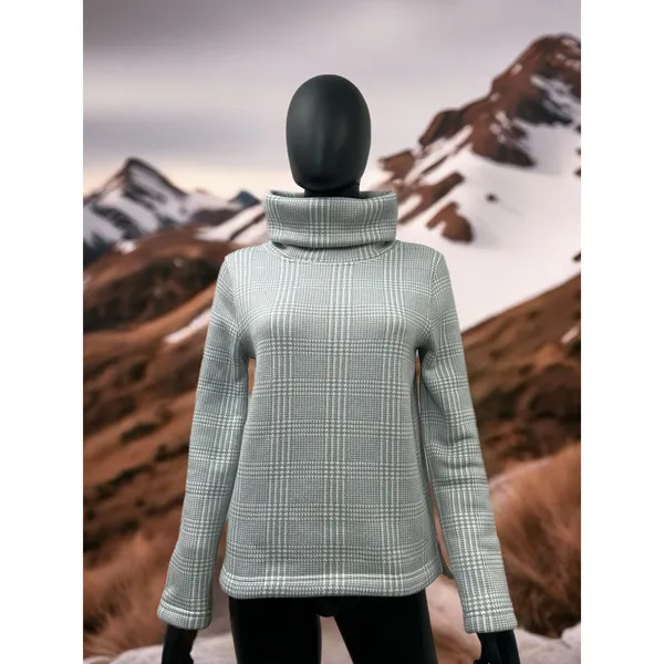 J.Crew Mock Neck Gray Plaid Pullover Sweater Top Women’s‎ Size S - Image 2