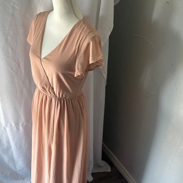 Lulu's Peach V-Neck Maxi Dress - Image 4
