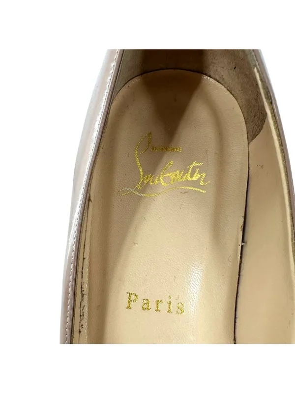 Christian Louboutin Simple Pump 100 Nude Patent Leather Red Sole Heels EU 40 - Image 3
