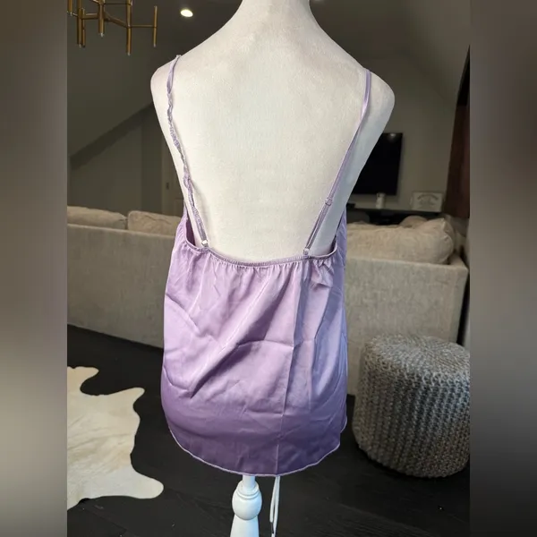 Lavender Spaghetti Strap Satin Sleep Top Purple Size M - Image 3