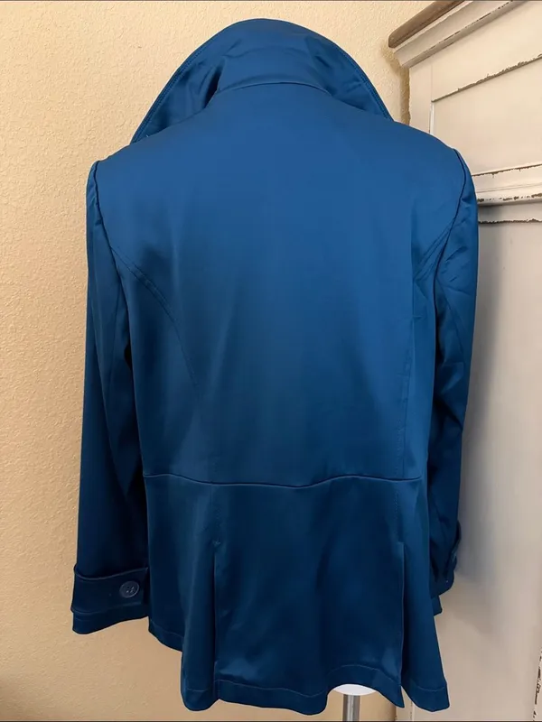 Lane Bryant Teal Satin Pea Coat - Image 5