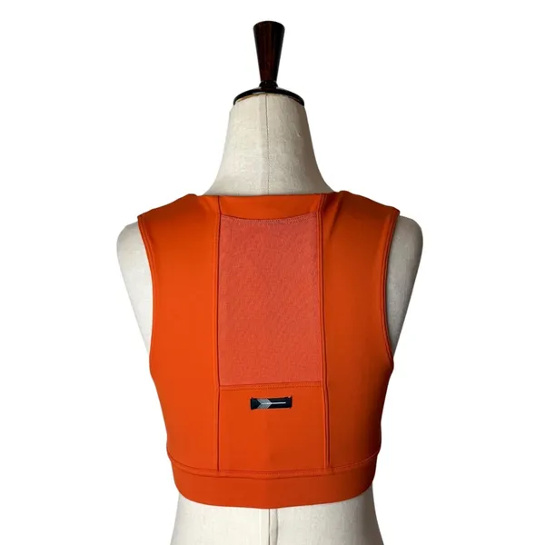 Oiselle Flyout Zip Sports Bra Women 6 Orange High Impact Running Phone Pocket - Image 3