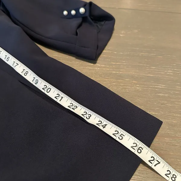 Zara Blazer Sz L Navy Blue Jacket Scarf Tie Women’s Preppy Workwear - Image 6