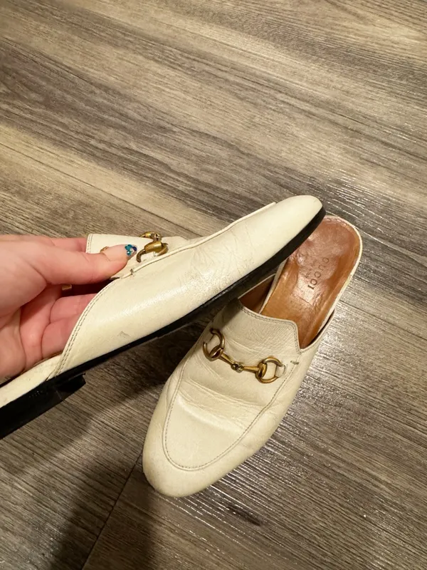 Gucci Princetown Horsebit Slipper Loafer in White Size 37.5 (7.5) - Image 9