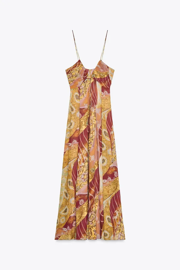 Zara flowy Floral Maxi Dress boho summer casual vacation - Image 11