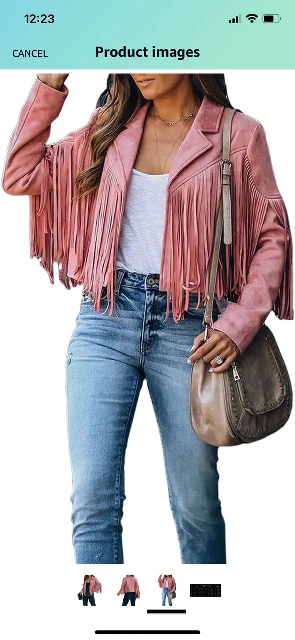 Tassel Fringe Jacket Pink Size L - Image 6