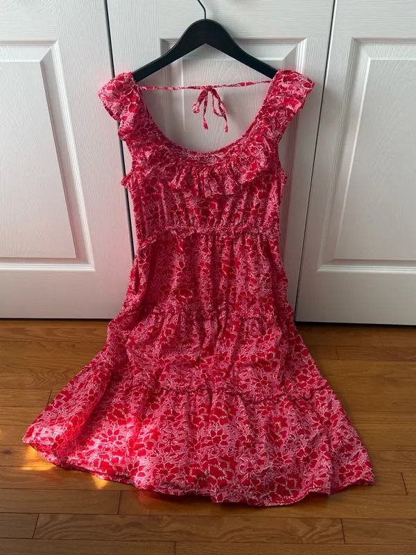 J. Crew Printed Ruffle Midi Dress in Azalea Belvedere Red Floral - Image 3