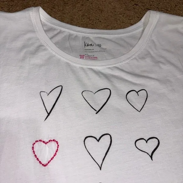 Anthropologie Kera Till Heart Embroidered Short Sleeve Oversized Tee White M - Image 7