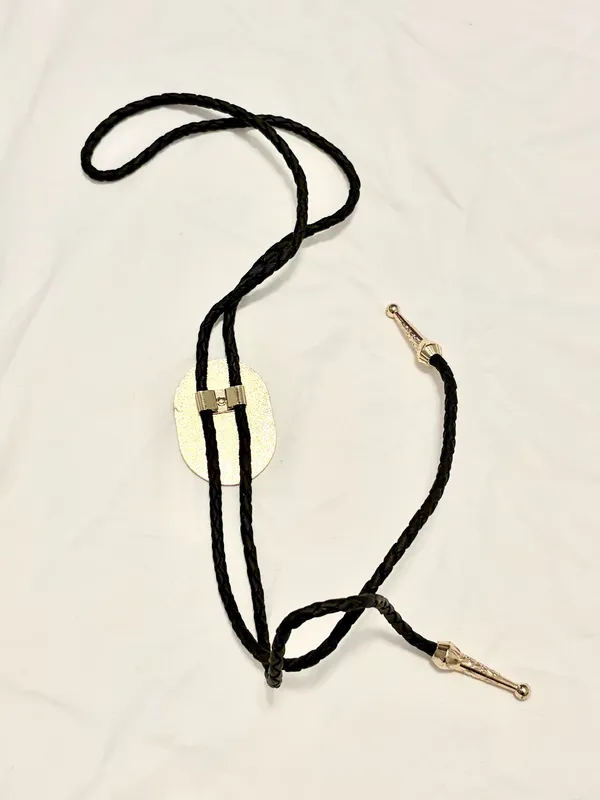 Corona Extra Texas Bolo Tie Beer Western Black Braided Cord Gold Tone - Image 2