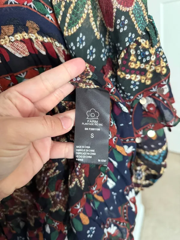 Farm Rio Tropical Shine mini‎ navy blue dress - Image 3