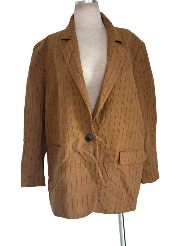 Madewell Plus Oversized Pinstripe Blazer in fallen timber 14 Womens Jacket - Image 6