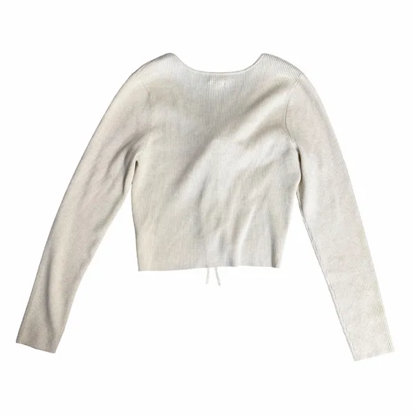 NEW Aerie Cropped Rosette Sweater Cream Size XL - Image 6