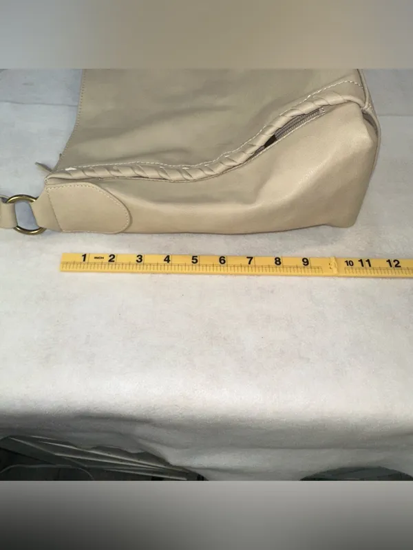 Frye And Co. Aurora Hobo Shoulder Bag Crossbody Strap Cream Whipstitch Pockets - Image 13