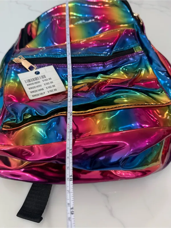 Jennifer K Holographic Rainbow fashion Metallic kids Backpack cute - Image 2
