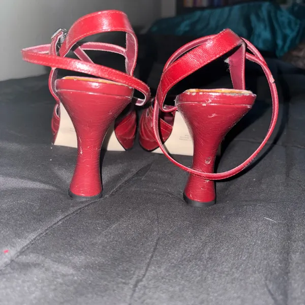 Elegant Pin Up Red Strappy Heels - Image 4