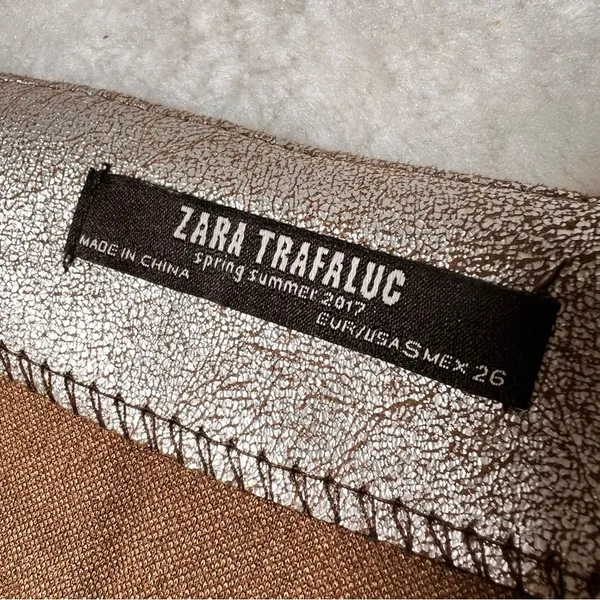 Zara Trafaluc Metallic Silver Faux Wrap Mini Skirt - Image 7