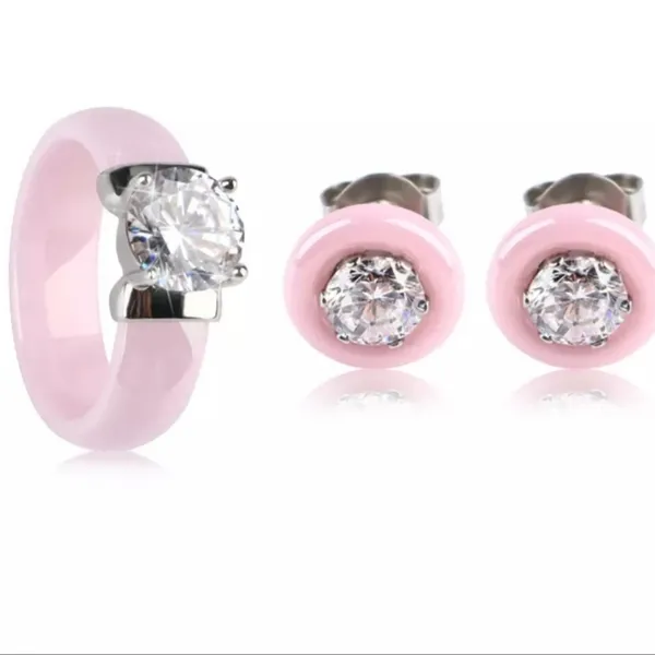 NEW Pink Minimalist 9mm‎ Ceramic Diamond Earrings - Image 2