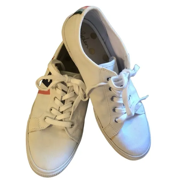 Boden 1991 White Lace Up Sneaker Size 10 Rainbow Print Colorful Canvas Fall - Image 2