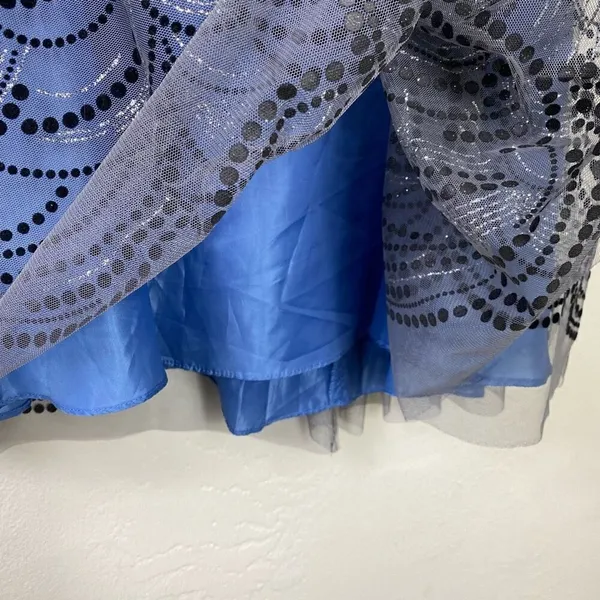 Reign On Blue & Black Dot Circle Pattern Tulle Strapless Formal Mini Dress 13/14 - Image 3