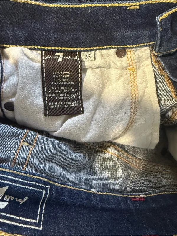 7 For All Mankind Kaylie Slim Bootcut Jeans Size 25 Blue Wash Raw Hem - Image 8