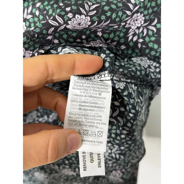 J.Crew Liberty Fabric Blouse Green Floral Ruffle Long Sleeve Cotton Top L - Image 4