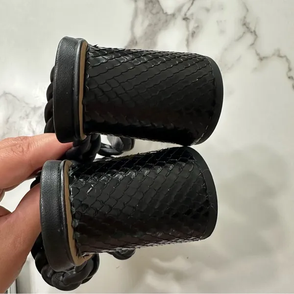 DOLCE VITA Paily Braided Slide-on Mule Sandal Heels Sz 6 Black Vaca Party - Image 5