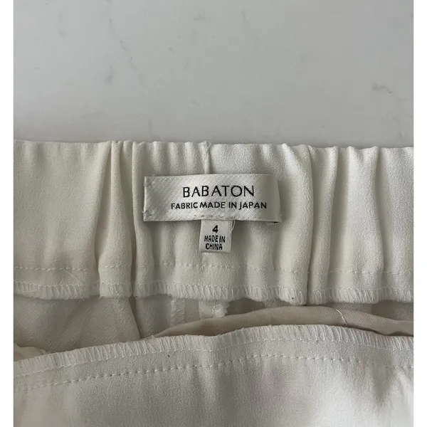 Aritzia Babaton Cohen Pants Pleated Cropped Trousers 4 Ivory - Image 4
