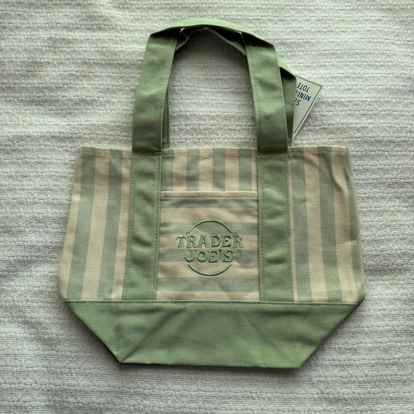 Trader Joe’s Green Striped Mini Tote 2026 - Image 2