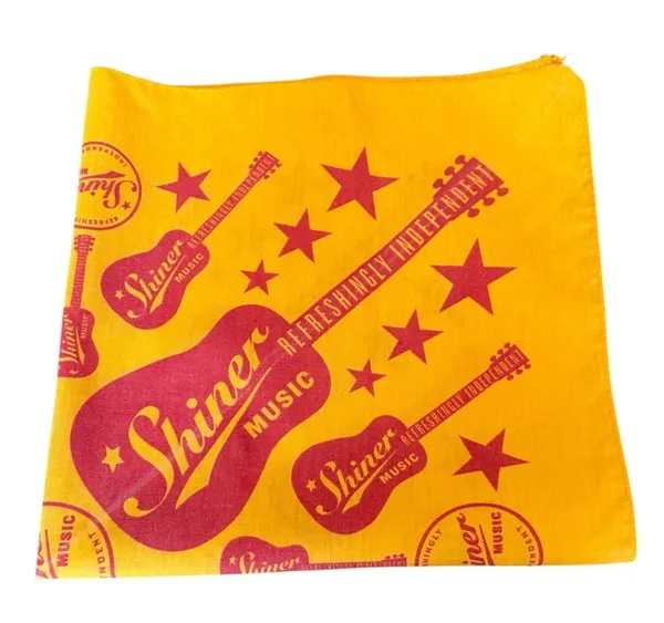 Shiner Music Festival Gold Red Guitar Star Square Scarf Bandana - Image 2