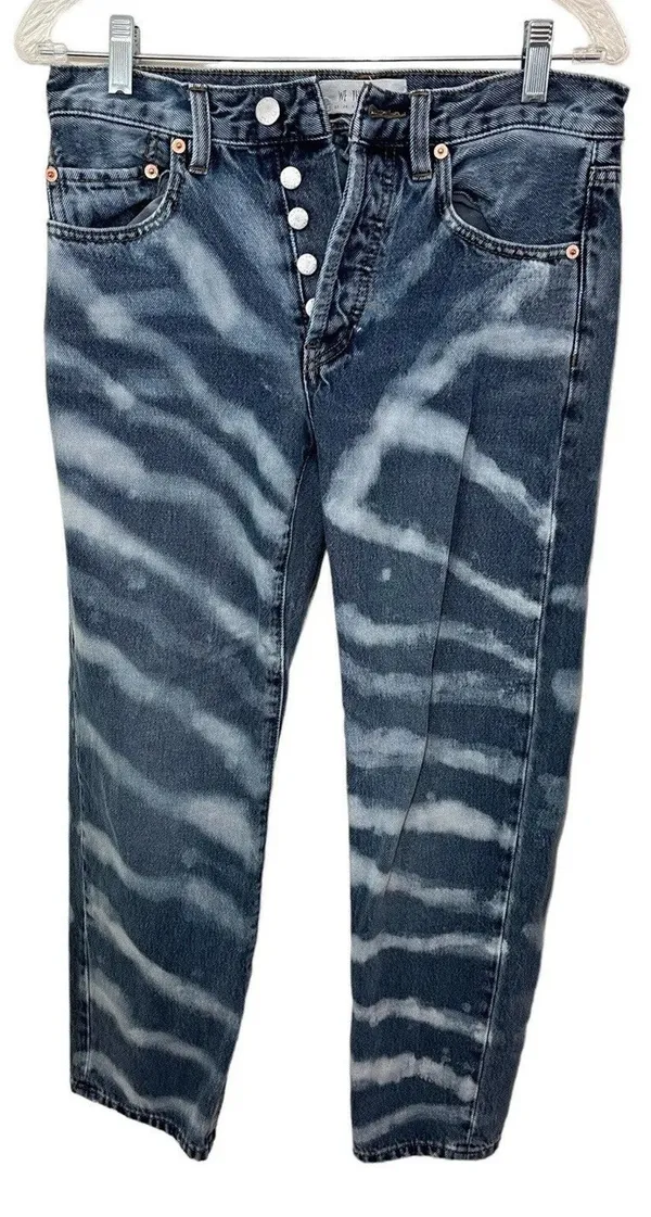 We the Free People Bleached Jeans Distressed Blue 24 Button Fly Mid-rise Y2K - Image 2