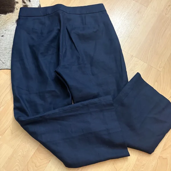 J CREW Hayden Kickout Crop Pant In Stretch Linen Navy Blue‎ Sie 8P - Image 5