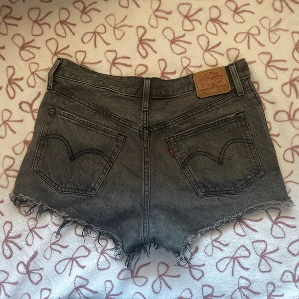Black Levi’s 501 Distressed Denim Shorts Button Fly - Image 2